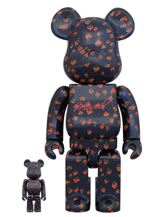 400% Bearbrick x MUVEIL Strawberry Pattern