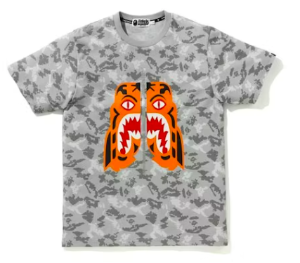 Bape Tiger Zipper Grey digital camo Tee