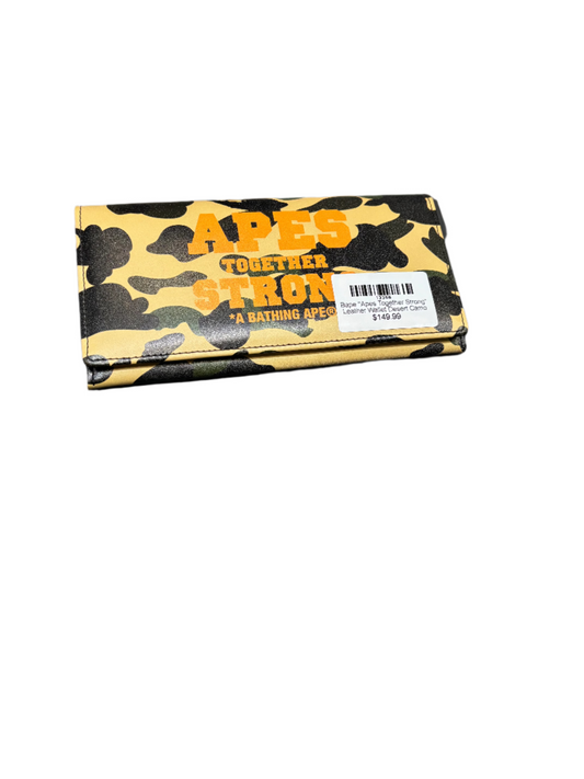 Bape "Apes Together Strong" Leather Wallet Desert Camo