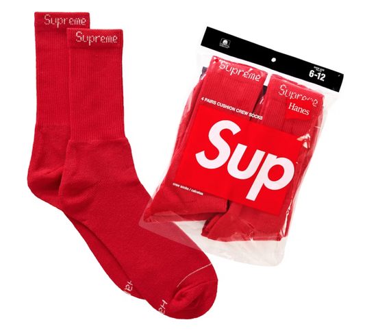 Supreme Hanes Socks Red