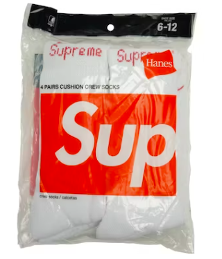 Supreme Hanes Crew Socks White