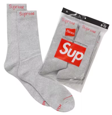 Supreme Hanes Crew socks Grey