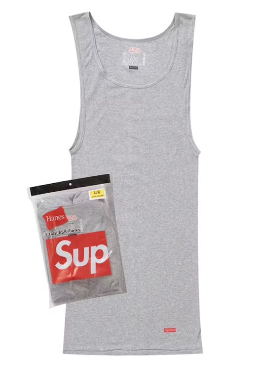 Supreme Hanes Tagless Tank Tops Grey