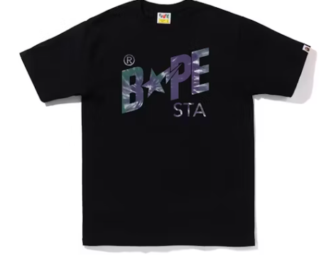 BAPE Sta Tie Dye Logo Tee Black