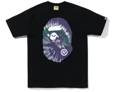 BAPE Tie Dye Purple Big Ape Head Tee Black