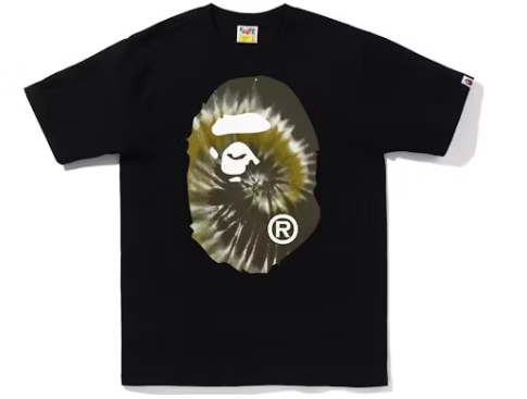 BAPE Tie Dye Green Big Ape Head Tee Black