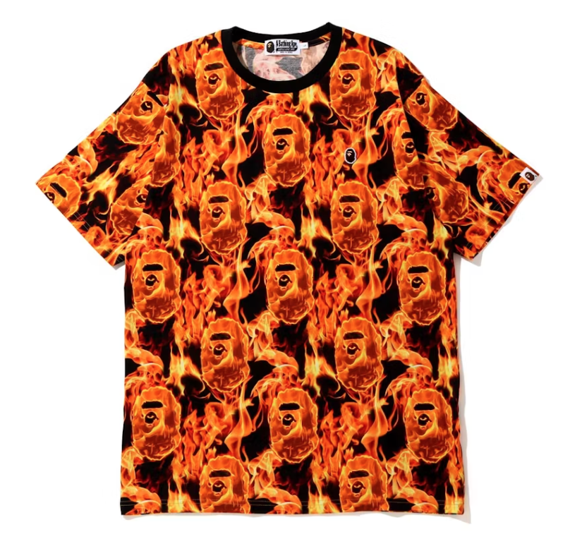 BAPE Flame Tee Wide Orange