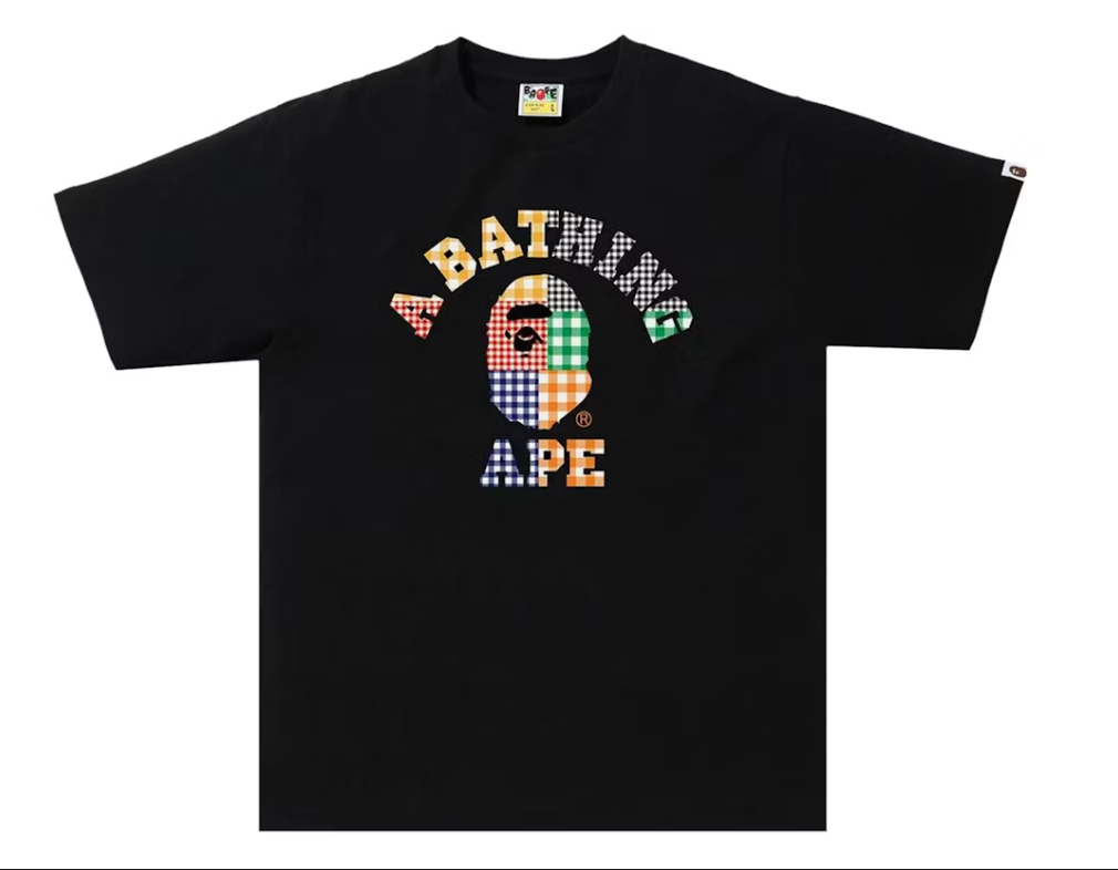 BAPE Gingham Check College Tee