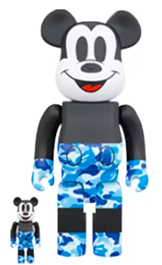 Bearbrick BAPE Mickey Mouse Blue Camo 100% & 400% set