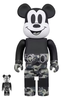 Bearbrick BAPE Micky Mouse Monotone 100% & 400% Set