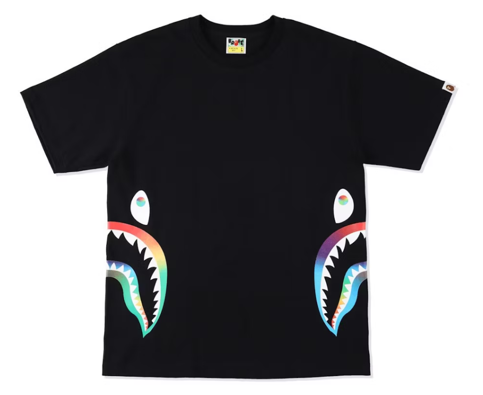 BAPE Rainbow Side Shark Tee Black