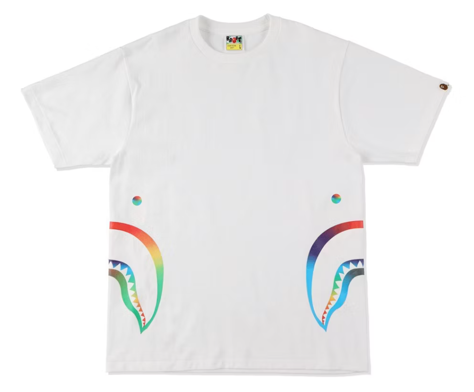 BAPE Rainbow Side Shark Tee White