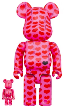 Bearbrick x Hide Pink Heart 100% & 400% Set