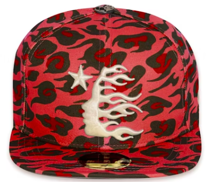 Hellstar Red Cheetah Print Fitted Hat