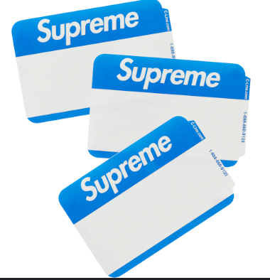 Supreme Name Badge Stickers Blue