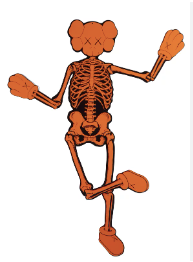 KAWS Orange Skeleton Bord Cutout