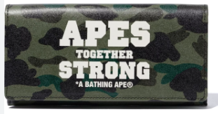 Bape "Apes Together Strong" Leather Wallet Green Camo